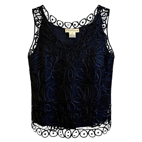 Soulmates Tops - Soulmates Black Elegant Handcrafted Silk Lace Evening Tank – Size S